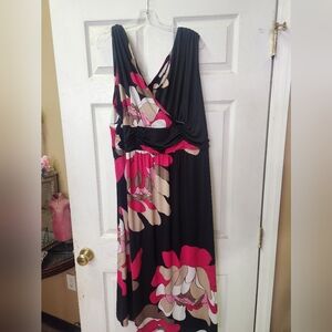 Jonathan Martin Black and Pink Floral Maxi Dress